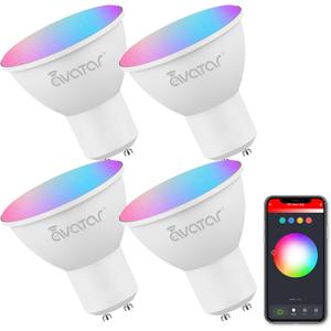 GU10 Smart Bulb 4 Pack, RGBCW Color Changing Alexa LED Light Bulbs 5W - WiFi Track Light Bulbs Dimmable Music Sync 2.4G WiFi Smart Bulbs Compatible with Google Assistant for Kitchen, Bedroom