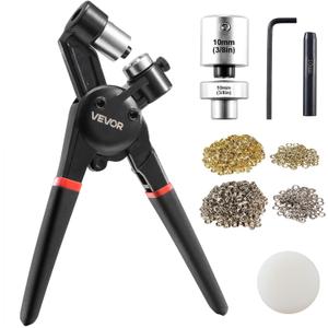 VEVOR Grommet Tool Kit, 500 PCS 3/8 Inch Metal Eyelets Grommets in Gold and Silver, Eyelet Kit with Manual Grommet Press Pliers, Hole Punch, and Block, for Leather Tarp Shoes Crafts Fabric Belt