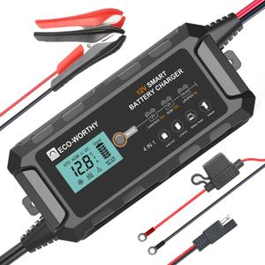 ECO-WORTHY 10A Lifepo4 Battery Charger 12V, Smart Car Battery Charger Automotive Battery Maintainer, Trickle Charger and Desulfator for Lead Acid Motorcycle Marine Boat