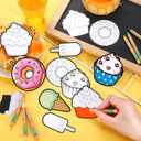 Gemscream 30 Pcs Crafts Color Your Own Magnet for Kids Sweet Treat Kit DIY Coloring Dessert Crafts DIY Coloring Magnet Ornaments for Art Party Favors