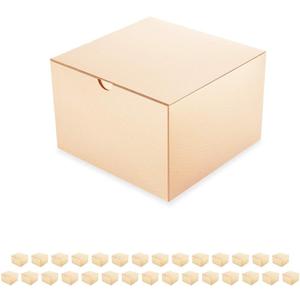 PACKQUEEN 30 Gift Boxes 6x6x4 Inches Small Gift Boxes with Lids,Bridesmaid Proposal Boxes Bulks for Christmas Wedding, Party, Birthday (Glossy Champagne Gold, Grain Texture)