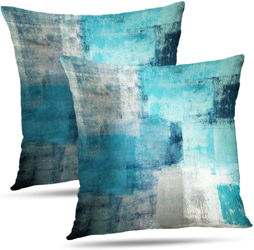 Turquoise Throw Pillow Covers 20x20 Teal, 2 Pack Square Decorative Pillow Cases Cushion for Farmhouse Home Decor