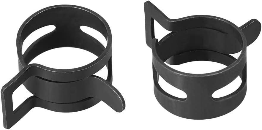 uxcell Steel Band Clamp 22mm Inner Dia Fit 23-24.5mm OD Hose Spring Band Type Action Fuel Line Silicone Tube Clip Clamp Black 10Pcs