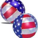 POZA Inflatable USA Pool Float - Luxurious Fun Lounger Filled with Sparkle Silver Stars Confetti, Cool USA Flag Design Water Swimming Pool Floaties for Beach, Lake & Pool (USA 2 Balls)