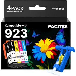 923 Ink Cartridges for HP Printers No Chip Replacement for HP 923XL Ink Cartridges Combo Pack Work with OfficeJet Pro 8125e 8130e 8135e 8139e 8120e 8138e(1BK/1C/1M/1Y,4-Pack)