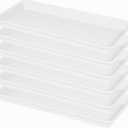 6 Pack Plastic Plant Tray Saucer, Rectangular, Indoors Outdoor, Water Drip Tray for Flower Pot, Windowsill (6.5 x 13 Inch, Cream White)