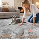 Washable 6x9 Area Rug for Living Room - Modern Abstract Carpet with Non-Slip Backing, Low Pile & Soft, Stain Resistant, Kid & Pet Friendly Decor for Bedroom & Dining Room - Black Grey