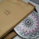 VCUTEKA Outdoor Side Table Mosaic End Table Patio Side Table Small End Table Glass Top Round Balcony Coffee Table Porch Indoor Glass Top Flower 14''