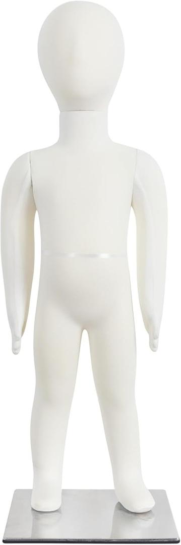 Kids Mannequin Child Dress Form Foam Flexible Full Body Manikin with Removable Head, 1 Year Old Beige
