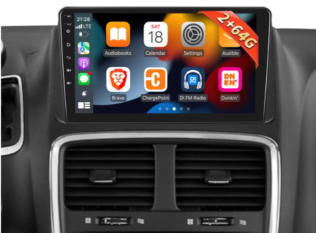 [2G+64G] Car Radio for Dodge Grand Caravan 2011-2020 / for Chrysler Town & Country 2012-2016, Android Touch Screen Stereo, Carplay/Android Auto/EQ Audio/SWC +AHD Backup Camera 