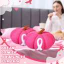 Jetec 12 Inches Pink Pumpkin Pillows Breast Cancer Awareness Decorations Pumpkin Shaped Pillow with Pink Ribbon Pattern for Fall Halloween Home Decor