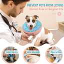 Supet Inflatable Dog Cone Collar Alternative After Surgery, Doggie Neck Donut Collar Recovery E Collar, Soft Dog Cone for Dogs Donut Blue, L(Neck 12"-16")
