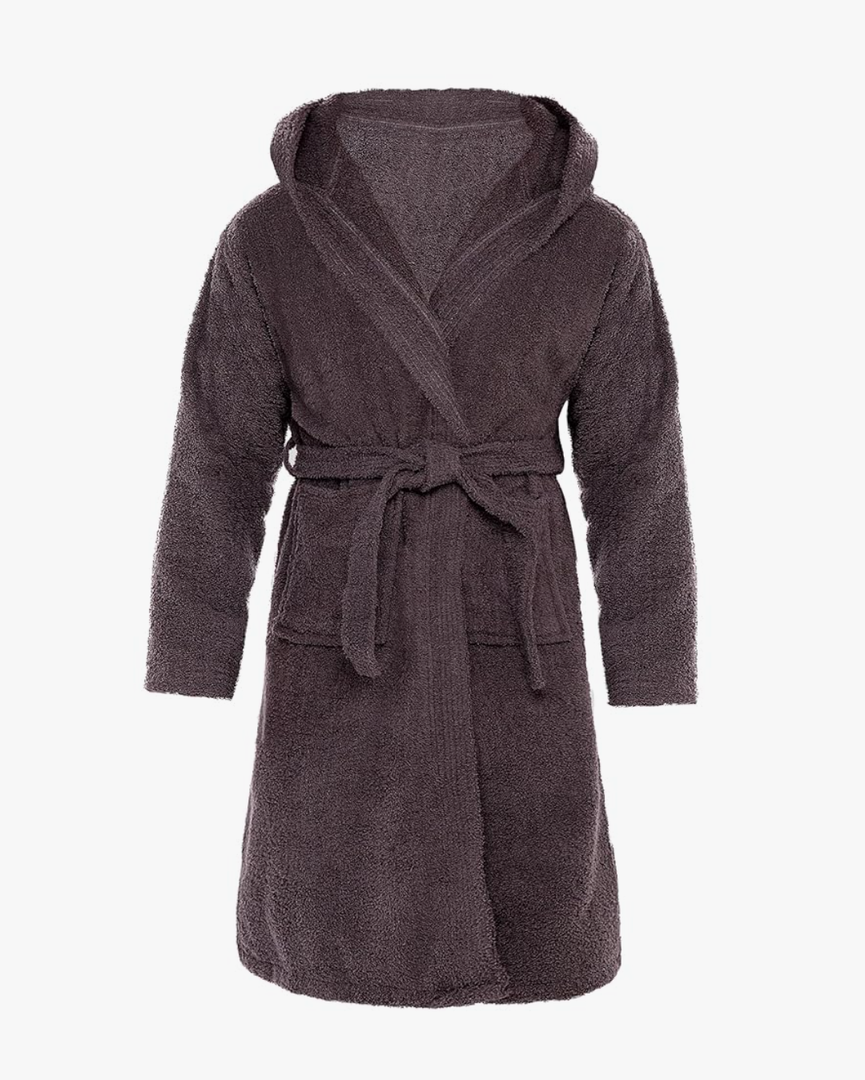 Skylinewears Boys & Girls Lightweight Cotton Hooded Robe Soft Terry Cloth Bathrobe for Kids, Charcoal, 8,L