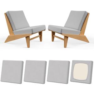 4Pcs Patio Stretch Cushion Covers, Outdoor Couch & Sofa Replacement Slipcovers for Patio Furniture Cushion Covers, Washable Reusable Furniture Protector, Square Large, Air Grey