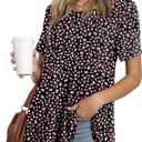 POPYOUNG Women's Summer Long Tunic Top To Wear With Leggings Short Sleeve Shirt Loose Fit Dressy. M Size