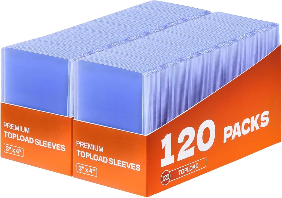 120 Card Sleeves, 3" x 4" Topload for Cards, Hard Plastic Baseball Card Protectors, Ultra Clear Rigid Topload Trading Card Holders for Baseball, Football, Sports Cards