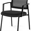 Sweetcrispy Stackable Mesh Guest Visitor Reception Chairs - Ergonomic Lumbar Support for Waiting Conference Meeting Room, Office School Lobby and Church, Space Saving, Black, 1 Pack