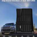 3W Floor Mats & Cargo Liner & Seatback Mats Fit with Jeep Grand Cherokee L 2021-2025 2026 (6-Seats w/o 2nd Row Center Armrest Only), All-Weather Full Set TPE Car Mats, Black