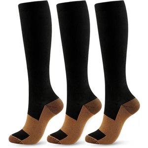 Compression Socks for Women & Men 15-20mmHg Knee High Support Socks for Running Athletic Travel (Black)