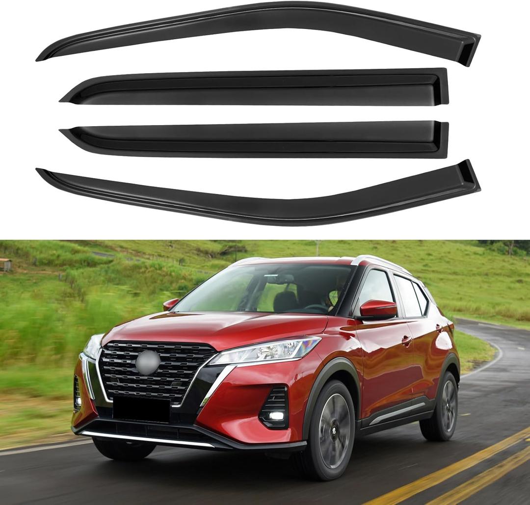 Window Visors Rain Guards for 2018 2019 2020 2021 2022 2023 2024 Nissan Kicks, Out-Channel Window Vent Wind Deflectors Visors Shades for 18-24 Kicks