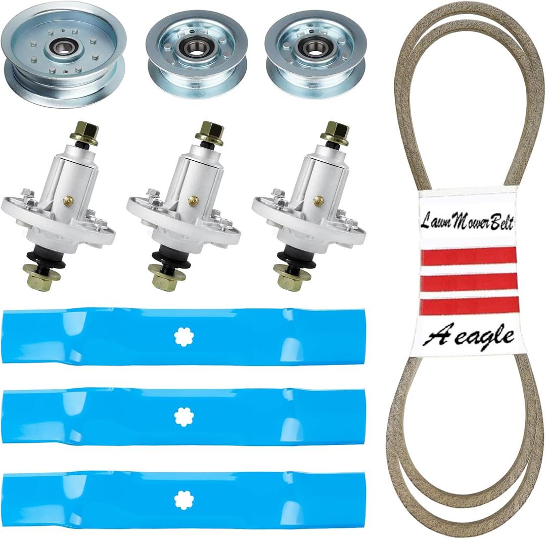 AEagle Deck Blade Spindle Belt Idler Set for John Deere 145 155C D140 D150 D155 D160 E140 E150 E160 E170 LA130 LA140 LA145 LA155 LA165 X140 X165 X166 GY21098 GX21833 GY20852 GY20454 GY20867 GX20571