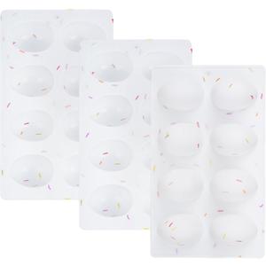3Pcs 8-Cavity Easter Silicone Egg Molds, Egg Shaped Cake Pop Mold, Baking Supplies for Making Chocolate Jello Candy Dessert Muffin Mousse Pastry (White)