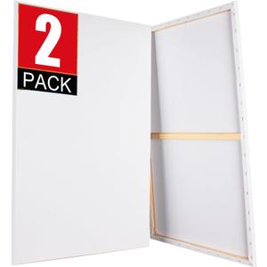 Stretched Canvases for Painting 2 Pack 24x36 Canvas Large Canvas for Painting, White Painting Canvases for Acrylic, Oil, Tempera, Watercolor or Other Paints (2Pack)