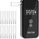 FluxAxis 2026 Breathalyzer, Digital High-Accuracy Breathalyzers for Alcohol, Portable Handheld Breathalyzer Test for Alcohol Personal Home & Party Use - Ideal for Gifts, 8 Mouthpieces