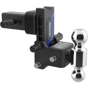 Adjustable Trailer Hitch, Heavy Duty Tow Hitch Fits 2.5" Receiver, Dual Ball (2" x 2-5/16"), 5" Drop, 19,000 GTW, with Dual Locking Pins