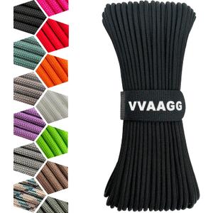 VVAAGG 1000lb Black Paracord Rope 100FT Utility Nylon Heavy Duty 12 Strand Parachute Cord for Camping, Tent, Clothsline, Outdoor Hiking, Fishing, Survival Braceletand, Marine Weatherproof Rope (100FT)