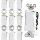 AIDA 4 Way Switch Decorative Light Switch, 15Amp, 120/277 Volt, 4 Way Decorative Light Rocker Switch Replacement, Self-Grounding, Residential and Commercial Grade, UL Listed (10 Pack, Glossy White) (Without Wall Plate)