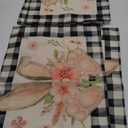 Artoid Mode Buffalo Plaid Bunny Ear Foot Flower Easter Placemats Set of 4, 12x18 Inch Seasonal Spring Table Mats for Party Kitchen Dining Decoration 