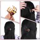 8Pcs Hair Clips Medium, 1.37 Inch Medium Claw Clips for Women Double Row Teeth No-Slip Grip Jaw Clip Plastic Jaw Clamps for Thin Fine Hair, Black Amber