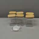 6oz Glass Spice Jars with Bamboo Lid and Label, 6 Pack Square Glass Container, Small Food Storage Containers for Kitchen, Clear Empty Seasoning Jar for Sugar, Salt, Coffee Bean, Herb, Borosilicate