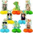 One a Saurus Birthday Decorations, Dinosaur 1st Birthday Party Supplies Honeycomb Centerpiece for Table, Dinosaur First Birthday Party Decorations Boys Photo Table Centerpiece Party Supplies (Green)