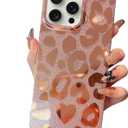 3 x Jmltech Edge Case for iPhone 15 Pro - Shockproof Glitter Bling Slim Soft Silicone Gel Flexible Protective Phone Case (Rose Gold Leopard)