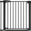 Babelio 36-57" Extra Wide Baby/Dog Gate, Auto Close for The House, Stairs and Doorways, Pressure Mounted for Pet with Large Walk Thru Door, No Need Tools and Drilling, Black