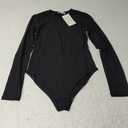 SHEIUGU Women’s Sleeveless Long Sleeve Crew Neck Ribbed Stretchy Slim Fit Tops Bodysuit Basic Jumpsuit XS