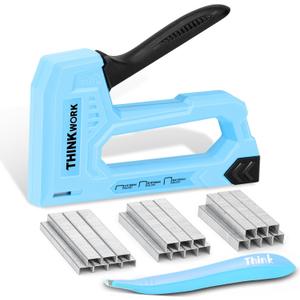 THINKWORK Light Duty Staple - Upholstery Staple  for Wood with 1600pcs JT21 Staples 1/4", 5/16", 3/8" and Staple Remover, Fabric Stapler  for Crafts, Home Use, Wall, DIY, Lights Decora, Blue