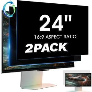 YAKAI 2 Pack 24 Inch Computer Privacy Screen for 16:9 Aspect Ratio Widescreen Monitor, Computer Monitor Privacy Filter, Removable Protector Film