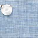 Chilewich Mini Basketweave Placemats, Woven Rectangle Placemats Set of 4 | Easy Care Woven Tabletop Textiles, Indoor/Outdoor, Chambray, 19" x 14"