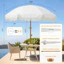 HOMEDEMO Boho Patio Umbrella with Fringe, Outdoor Tassel Umbrella with UPF50+ Sun Protection and Push Button Tilt, Premium Aluminum Pole & Fiberglass Ribs, Includes Hanging Hook