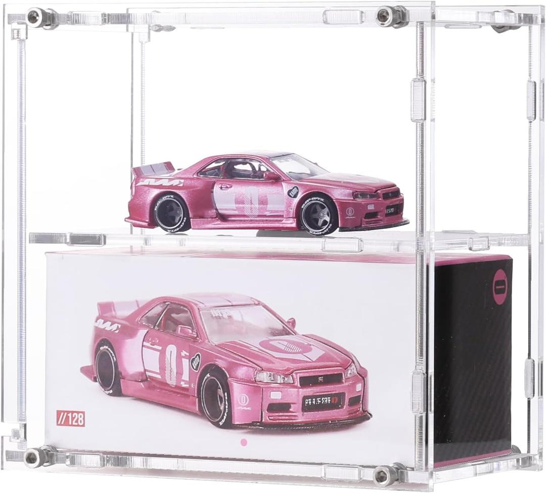 1:64 Diecast Model Car Display Case, Compatible with Mini GT & Kaido House, Clear Acrylic Diecast Cars Showcase Collector Storage Box