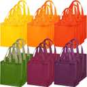 Wesnoy 18 Pcs 36 Pcs Thanksgiving Non Woven Fall Gift Bags with Handles Reusable Party Favor Goodie Bags Bulk, Autumn Rainbow Color Tote for Women Wedding Birthday Bridal Shower Decoration (Orange)