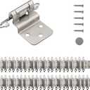 HOME MASTER HARDWARE 50 Packs (25 Pairs) 3/8" Inset Satin Nickel Cabinet Hinges, Semi-Concealed Hinges for Kitchen/Furniture Cabinets Doors, Self Closing Cabinet Door Hinges with Door Bumper