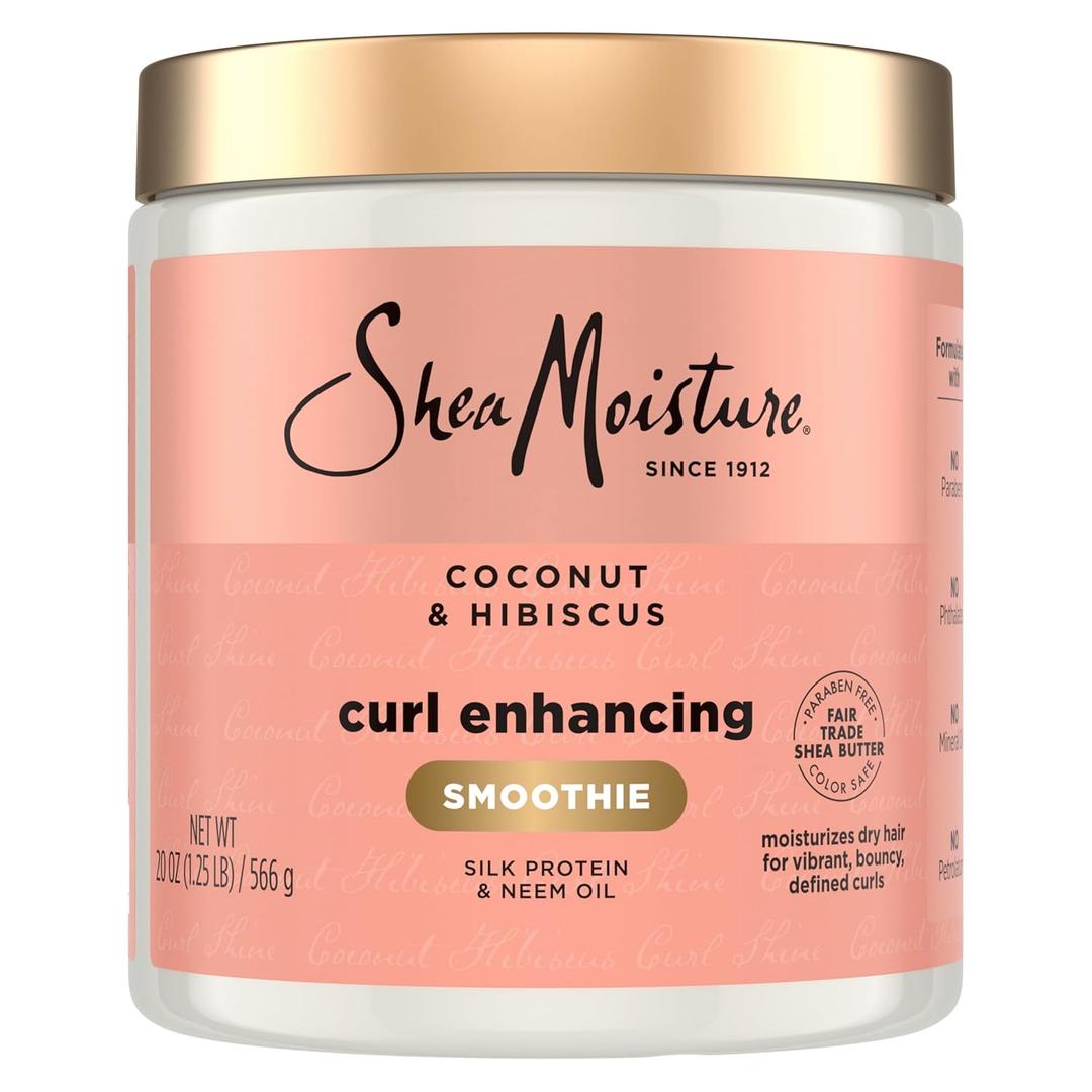 SheaMoisture Curl Enhancing Smoothie Hair Cream Coconut and Hibiscus for Thick, Curly Hair Sulfate Free and Paraben Free Curl Cream 20 oz (20 Ounce (Pack of 1))