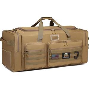 130L Extra Large Duffle Bag for Men, Heavy Duty Duffle Bag for Travel, Large Sports Gym Equipment Bag for Hockey Football Baseball Soccer Basketball & Drum Hardware  Brown