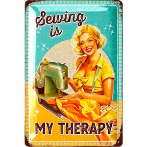 LANOLU Sewing Room Decor Vintage Tin Sign - SEWING IS MY THERAPY - Gift For Sewing Enthusiast, Sewing Signs for Home, Sewing Decor, Funny Sewing Gifts 12x8", 2Pack