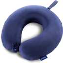 Fabuday Travel Pillow Memory Foam - Head Neck Support Airplane Pillow for Traveling, Car, Home, Office, Travel Neck Flight Pillow with Attachable Snap Strap Soft Washable Cover (Blue)