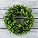 11.5-Inch Opal Basil Wreath - UV Resistant Artificial Summer, Fall, Winter, or Spring Wreath - Indoor/Outdoor Wreaths for Front Door by Pure Garden (Green)